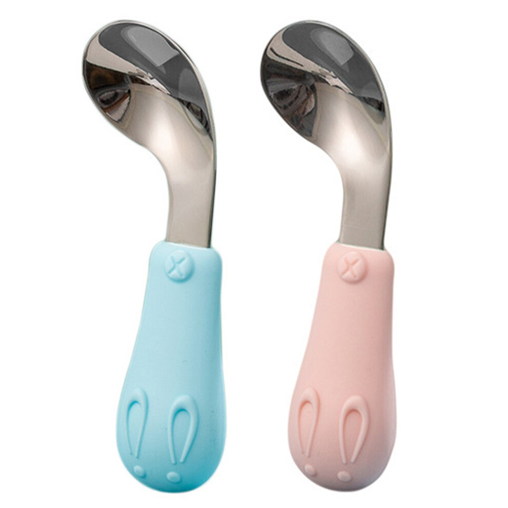 2Pcs Baby Trainer Spoons Food-Grade Silicone Toddler Feeding Utensils Aboofan