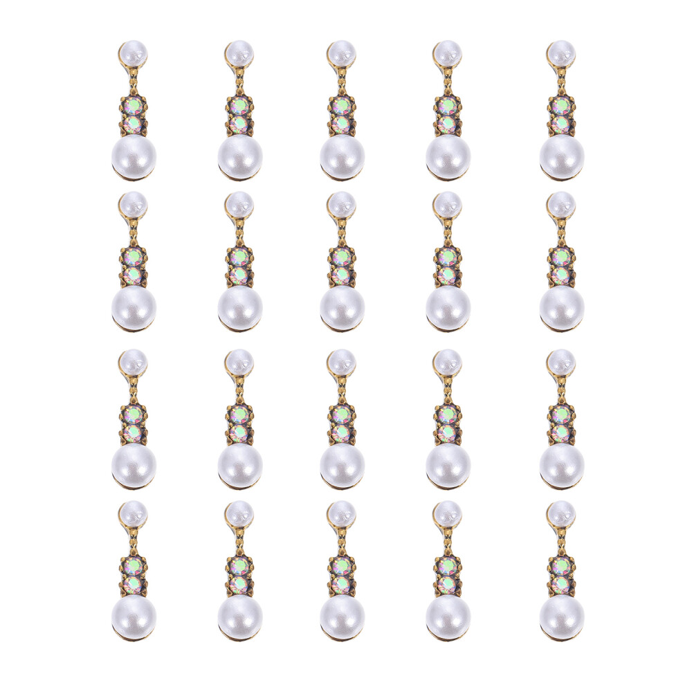 Iplusmile White 20Pcs Alloy Diy Pearl Patch Manicure Nail Art Fingernail Decor