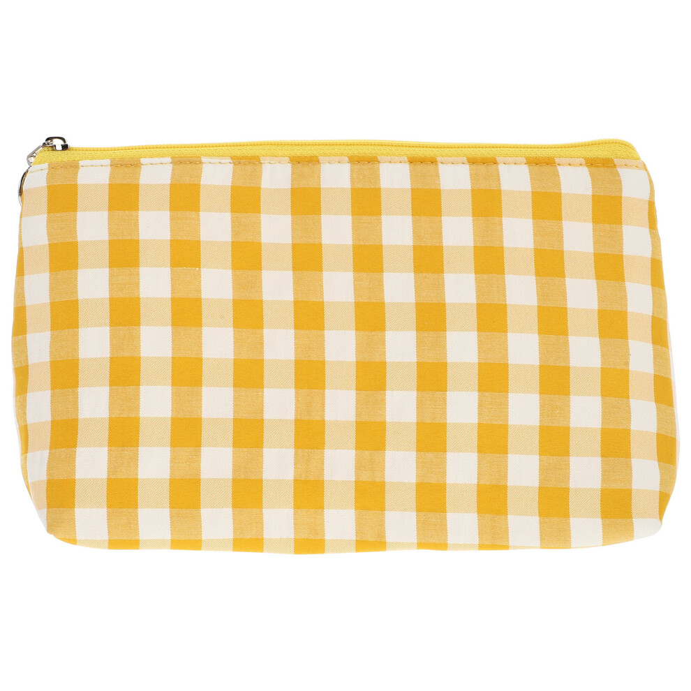 Totority Yellow 1Pc Canvas Makeup Bag Lightweight Cosmetic Zipper Pouch