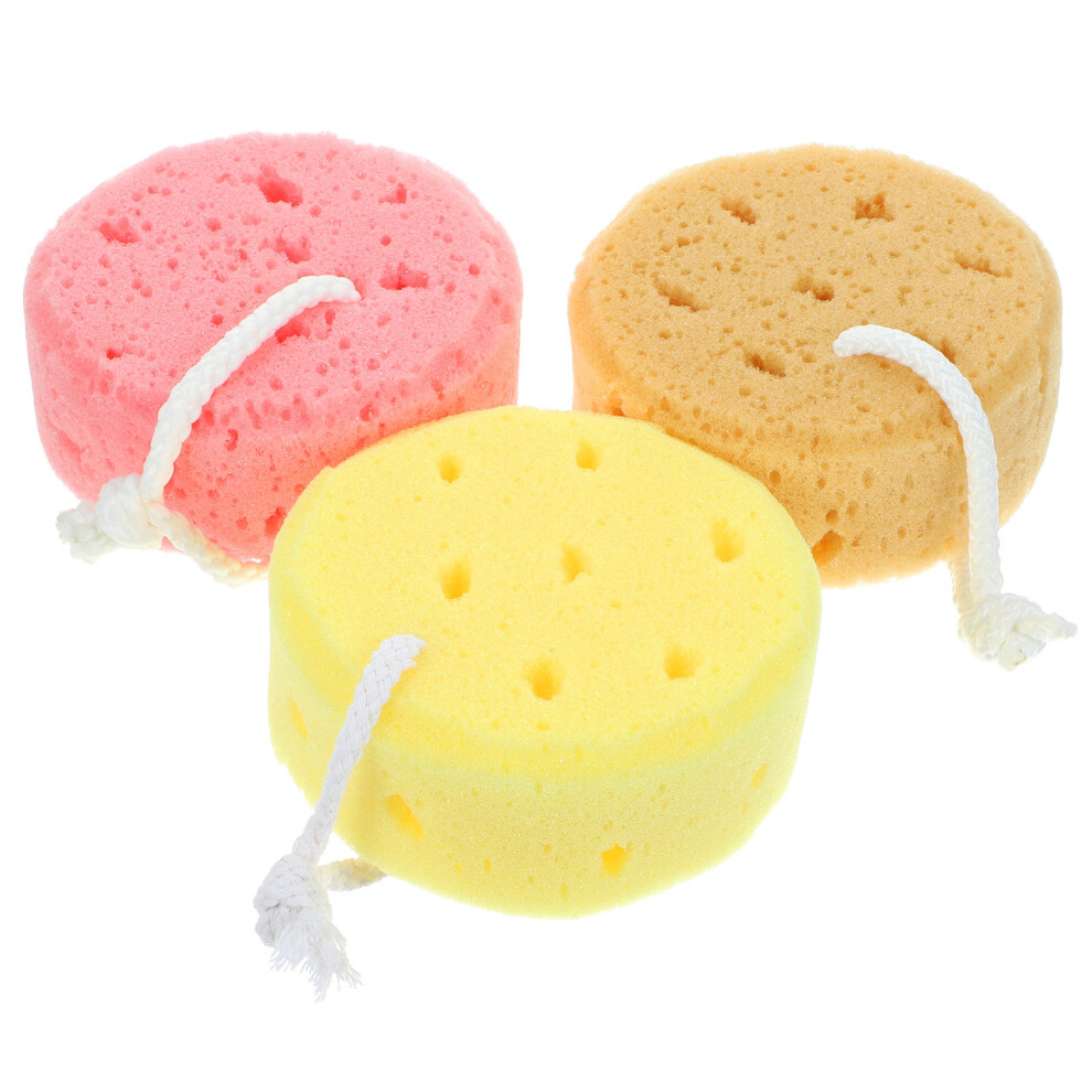Totority 3Pcs Assorted Color Bath Sponges Shower Body Scrubber Exfoliating Foam