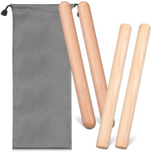 2 Pairs Wooden Drumsticks Rhythm Sticks Claves Percussion With Bag