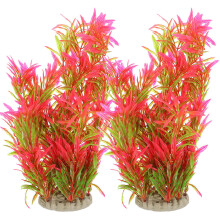 2Pcs Durable Plastic Fish Tank Decorations Orange Fake Aquarium Plants