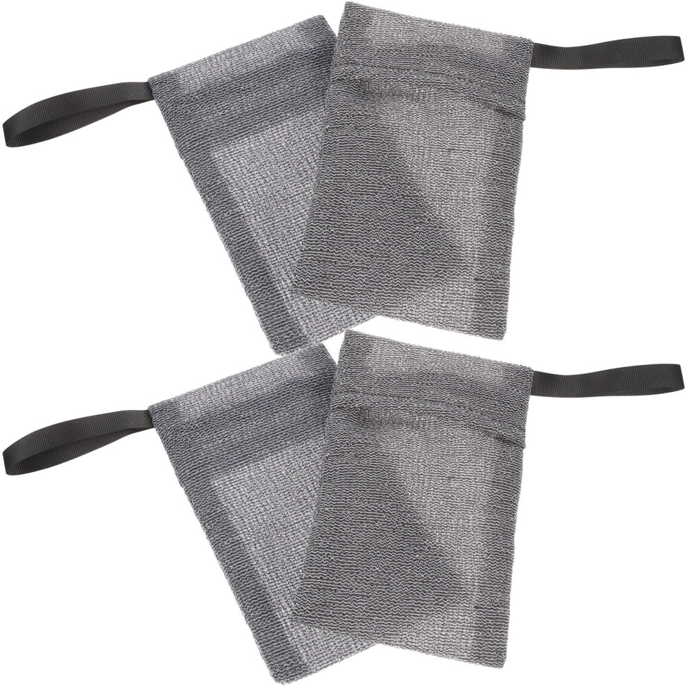 Villcase Grey 4Pcs Nylon Soap Savers Mesh Bags For Exfoliating And Storage