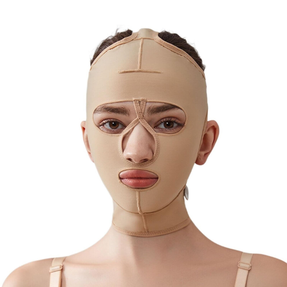 Facelift Compression Bandage with Adjustable Chin Liposuction Strap for Post Surgery Recovery Small