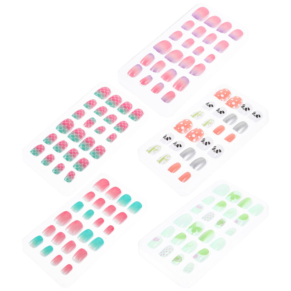 Ohphcall 120Pcs Press On Fake Nails With Bright Patterns For Girls Diy Nail Art