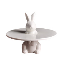2Pcs White Ceramic Cupcake Storage Stand Practical Food Display Tray