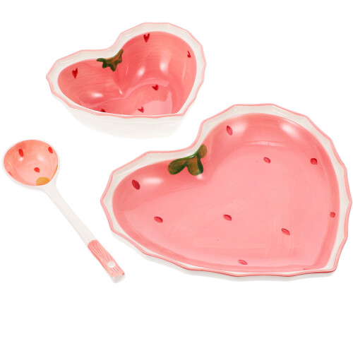 1Set Durable Pink Ceramic Kitchen Salad Bowl Decorative Tableware Set 2