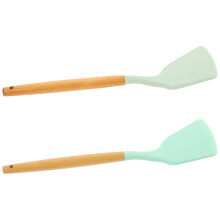 4 Pcs Wooden Handle Silicone Spatula Tool Wood Portable