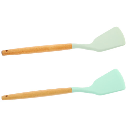 4 Pcs Wooden Handle Silicone Spatula Tool Wood Portable