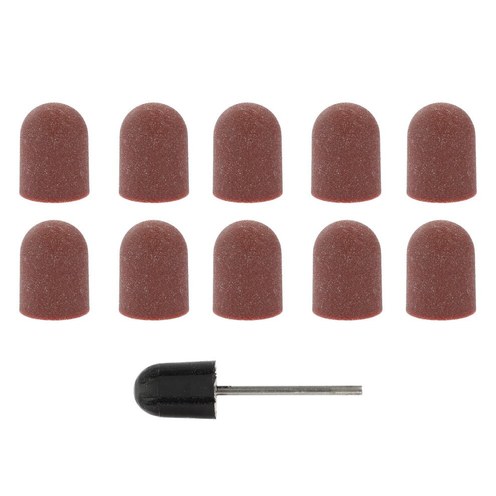 Ohphcall 50Pcs Nail Grinding Sanding Caps Rust-Resistant Coffee Manicure Set