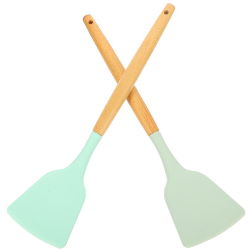 4 Pcs Wooden Handle Silicone Spatula Tool Wood Portable 2