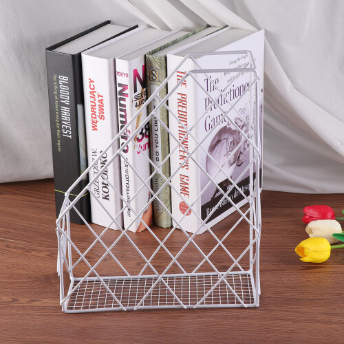 White Nordic Style Desktop Organizer Wrought Iron Document Rack 2