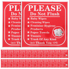 24Pcs Red Bathroom Warning Stickers Please Do Not Flush Toilet Labels