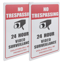 2pcs The Whole Day Video Sign No Trespassing Metal Warning Sign