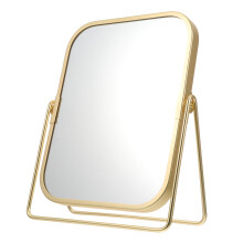 Golden Double-Sided Vanity Mirror Metal Stand 360 Swivel Desktop