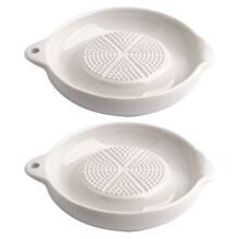 2Pcs Ceramic Grinding Bowls White Garlic Ginger Crushers for Kitchen