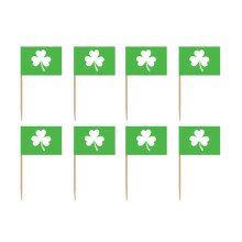 200Pcs St Patrick'S Day Flag Clover Cupcake Toppers Food Picks