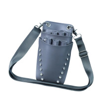 Barber Scissors Pouch PU Leather Hairdressing Tool Belt with Adjustable Dual Strap for Pet Grooming