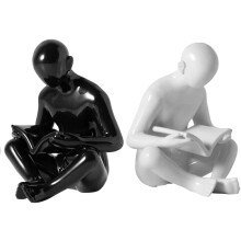 Decorative Bookends Modern Ceramic Thinker Figurines Black and White Nordic Style for Home Office