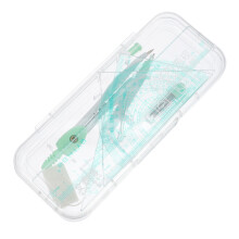 1Set Portable Transparent Metal Plastic Math Compass Ruler Drawing Kit