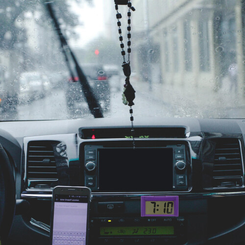 Family Car Clock Purple Plastic 2pack 2