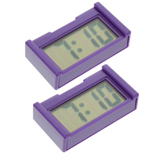 Family Car Clock Purple Plastic 2pack
