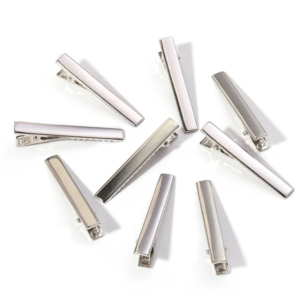Unisex Hair Styling Clips 30Pcs No Crease Alligator Duckbill Clips For Sectioning Blow Drying Coloring 9.8Cm Rhodium