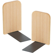 Wooden Bookends with AntiSlip Bottom, SpaceSaving L Shape for Heavy Books, Office and Home