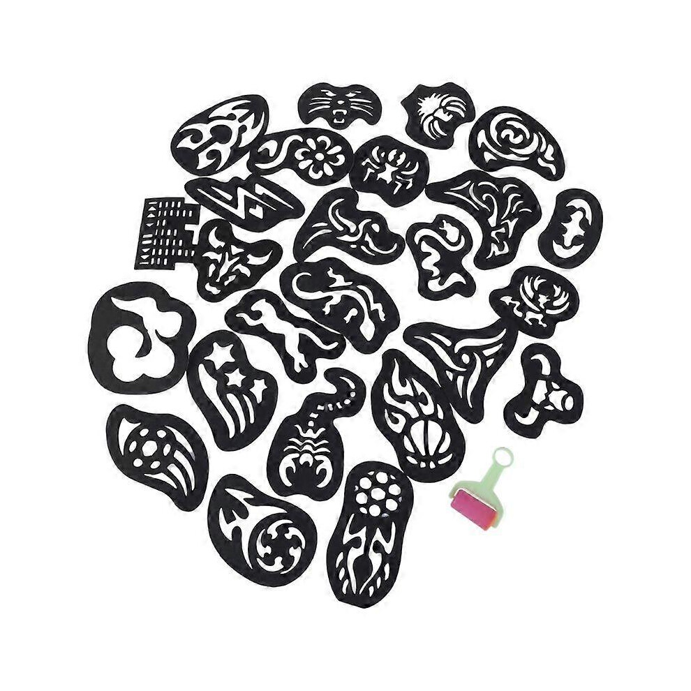 (As Show, One Size) 25Pcs Hair Tattoo Template Hair Trimmer Carved Coloring Cool Hairstyling Tool 5213747882043