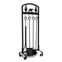 Fireplace Tool Set 30.5 Inch Wrought Iron 5Piece HeatResistant Kit with Stand for Indoor Outdoor