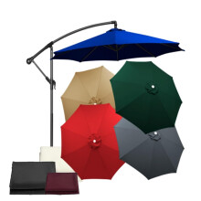 Patio Umbrella Replacement Canopy 300cm 10ft 6 Ribs Waterproof UV Protection Outdoor Cover Gray