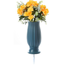 Cemetery Vase with Metal Spikes and Drainage Holes for Headstones Memorial Blue