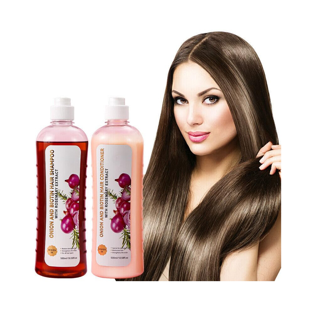 Onion Shampoo and Biotin Hair Care Set with Rosemary, 500ml, for Damaged Hair, Oil Control, Strengthening