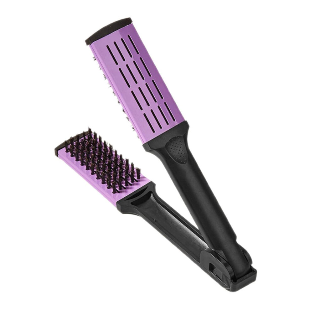 Unisex Hair Straightening Brush With Vshaped Detangling Comb, Anti Frizz, Travelfriendly, Static Reduction