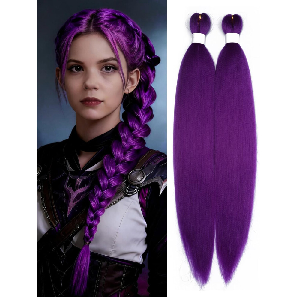 Purple Braiding Hair Extensions 28 Inch with Shimmery Tinsel for Festival Party Rave Styling