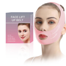 Face Slimming Strap V Shape Face Lift Mask with Adjustable and Ice Silk, Reusable Pink