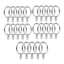 24 Pack 30mm Metal Curtain Rings for Poles and Rods, Smooth Glide Durable Construction