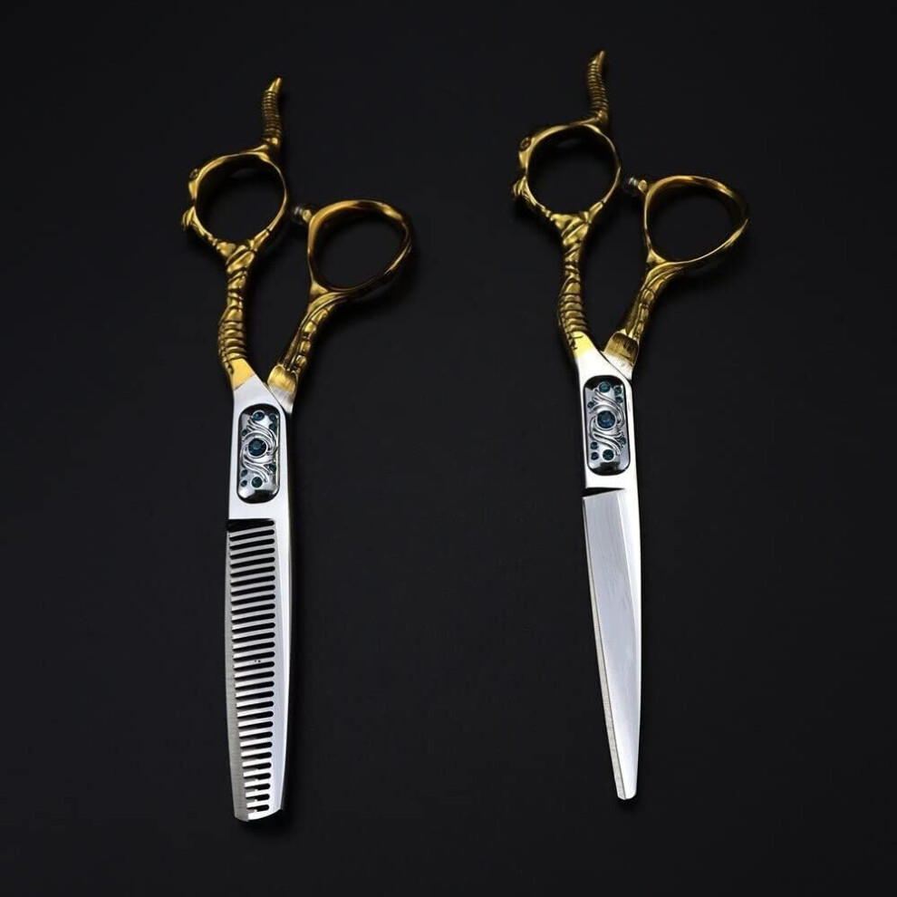 Gold 6Inch Japanese 440C Hair Cutting Scissors With Handsharpened Blades And Ergonomic Grip
