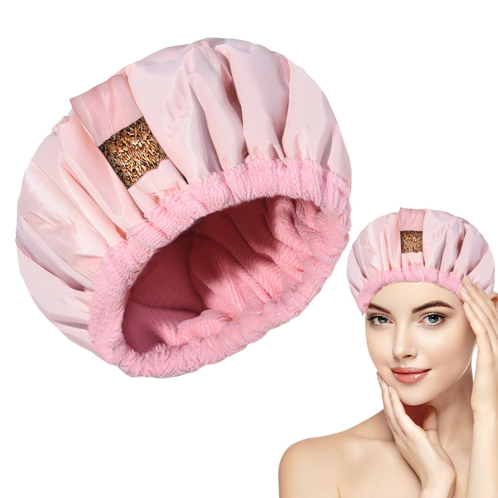 Pink Deep Conditioning Heat Cap With Even Heat Distribution, Microwave Flaxseed Hair Steamer, Reusable