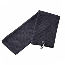 1Pc Double-Sided Black Microfiber Sweat Towel with Hook for Sports