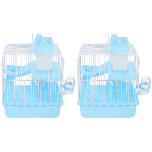 2Pcs Blue Double-Layer Pet Villa Hamster Hideout for Small Pets 1