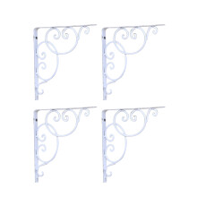 8Pcs Vintage Floral Wall Mount Shelf Brackets White Iron for Home Use