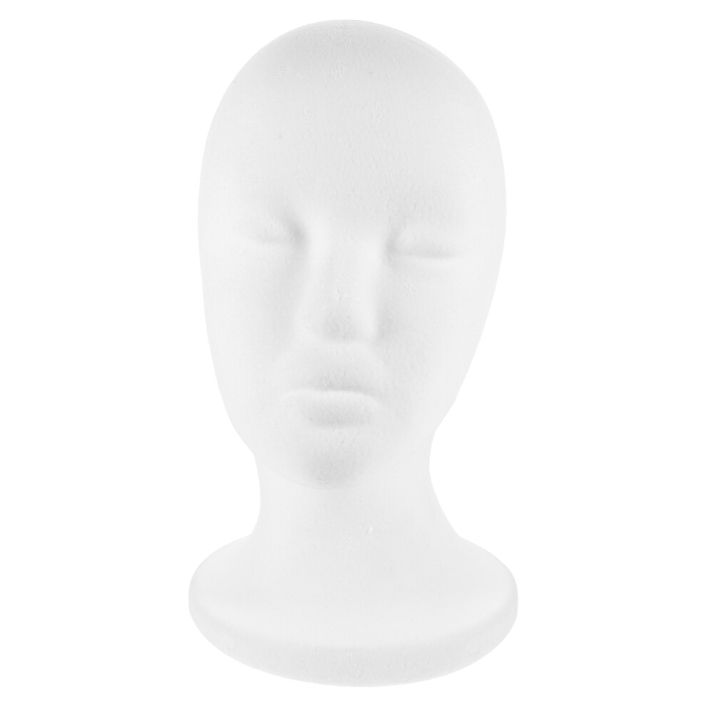 Solustre Unisex White Foam Bald Mannequin Head Model For Hair And Hat Display