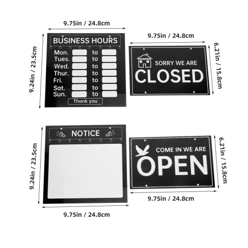 Writable Open Closed Sign Black 1 Set 9.8x9.3x0.4in 2