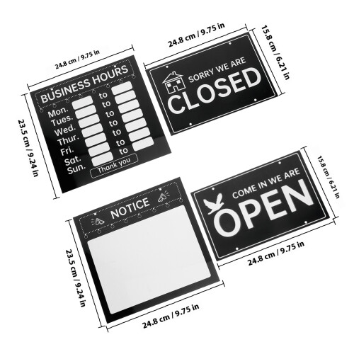 Writable Open Closed Sign Black 1 Set 9.8x9.3x0.4in 1