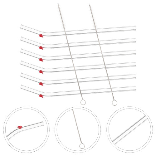 1 Set Reusable Glass Straw With Cleaning Brush 2