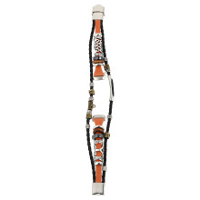 Fashion Orange Watch Band for Women Leather Metal Stylish Bracelet