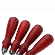 1Pc Brown Leather Beveler Wooden Handle Durable Leather Craft Tool