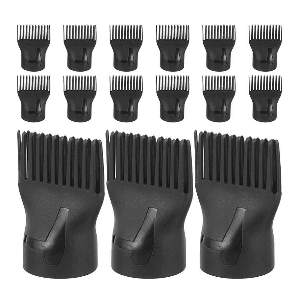 Aboofan Black 15Pcs Sturdy Hair Dryer Comb Attachments For Gentle Blow Dry