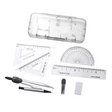2Sets Metal Drawing Ruler Set Compasses Math Tool Kit with Eraser